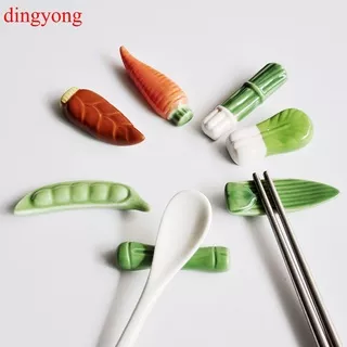 DINGYONG Ceramic Chopsticks Holder Tableware Cute Vegetable Design Chopstick Rack Pillow Care Rest