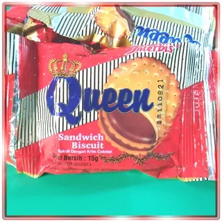 Camilan kue Biskuit Queen Interbis Krim Kacang & Coklat Cemilan (5pcs)