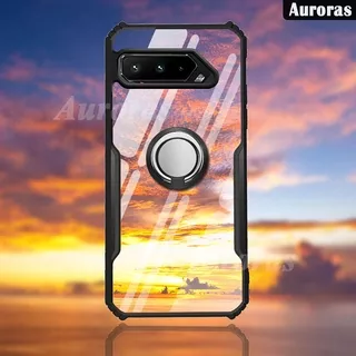Asus Rog 5S Pro Clear Transparent Case Hard Shockproof Car Magnetic Ring Holder Cover Handphone Casing for Asus Rog 5 Pro Game Phone 5 Pro Soft Silicone