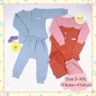 3 STEL (S-XXL WARNA) SETELAN STELAN PIYAMA PAKAIAN SET KAOS BAJU TIDUR LENGAN PANJANG KANCING DADA DAN CELANA PANJANG RIB ANAK BAYI PEREMPUAN LAKI LAKI BARU LAHIR BABY GIRL BOY 0 3 6 12 BULAN 1 2 3 4 TAHUN SIZE S M L XL XXL POLOS MURAH LEMBUT SNI LITTLE Q