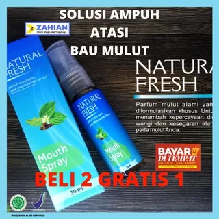 Natural Fresh Pengharum Mulut Mouth Spray Anti Bau Mulut Solusi 100% Original Penyegar Mulut Halal