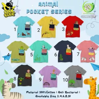 Ready Tshirt Animal Pocket series by Coolbee size 2-10t