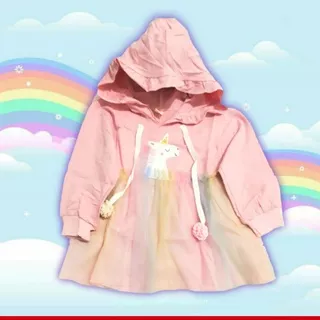 DRESS BAYI IMPORT HOODIE UNICORN RAINBOW PELANGI | DRESS TUTU ANAK | BAJU LEBARAN ANAK BAYI | GAMIS ANAK MODEL TERBARU, MURAH, DRESS CANTIK MURAH