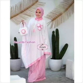 Mukena Riana Parasut Ponco Motif Bunga Size Jumbo Untuk Traveling