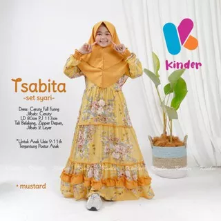 Tsabita Maxy kids Gamis Ceruty full furring Anak Perempuan Remaja tanggung usia 9 10 11 12 thn