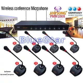 Mic Wireless Conference - Podium Anysong PMM 1008 - 8 Mic Meja