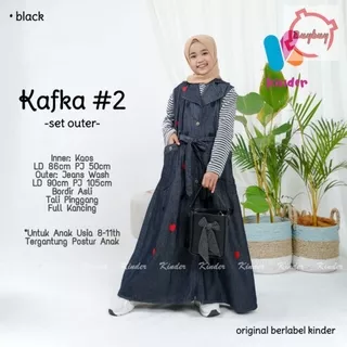 Kafka#2 Gamis anak Dress kids hitam jeans levis usia 8-11th Umbrella maxy kidz motif love by Kinder