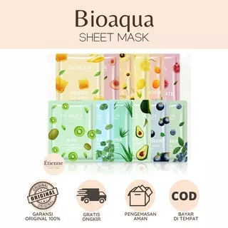 BIOAQUA Sheet Mask All Variant - Avocado | Aloe Vera | Honey | Blackcurrant | Sea Buckthorn | Lemon | Centella | Pomegranate | Peach | Kiwi | Chamomile | Blueberry