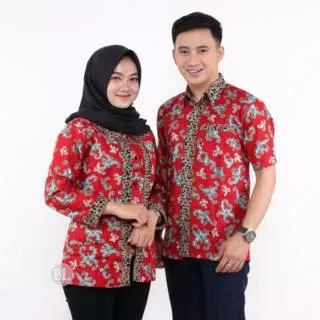 Sarimbit motif pertamina merah hilmi super seragam kantor batik kerja couple batik bL batik pasangan