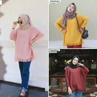 SLIM RAIDA Atasan Wanita Rajut Halus / Baju Rajut Korea / Sweater Oversize / Raida Sweater Oversize