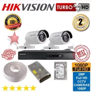 Paket CCTV Hikvision 2 Channel Turbo HD 2 MP HDD-500GB Original