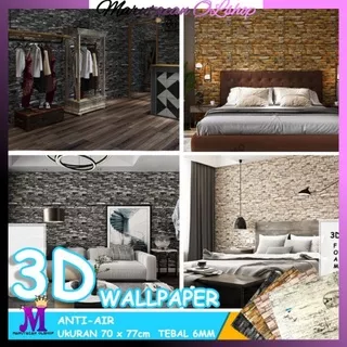 WALLPAPER DINDING / WALLPAPER 3D FOAM / WALLFOAM 3D MOTIF BATU ALAM / MOTIF BATU BATA