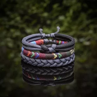 gelang pria-wanita Etnik Tenun Tali Prusik Paracord Keren