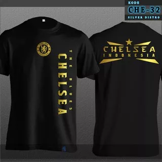 Kaos Chelsea CHE-32 The Blues Indonesia hitam gold baju distro