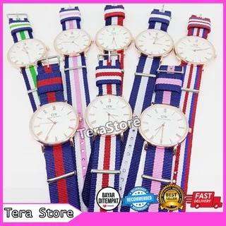 Jam Tangan Kanvas Wanita / Jam Wanita Termurah / Jam Tangan Bendera / Jam Tangan Kanvas