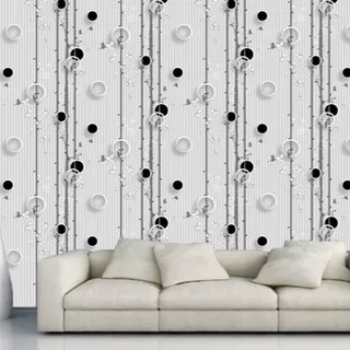 Wallpaper Sticker Motif Akar Menjalar Polkadot Hitam Putih 6136  / Wallpaper New 2020 /  Uk.9mx45cm