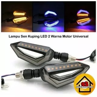 (LSK3) Sepasang Lampu Sen Sein LED 2 Warna Model Kuping Variasi Motor CB150R Vixion R15 Ninja CBR