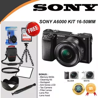 SONY A6000 KIT 16-50MM GARANSI RESMI PAKET BONUS - KAMERA MIRRORLESS SONY