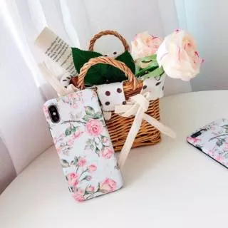 Retro Shabby Vintage Rose Flower White Peach Pink Cute Soft Case iPhone 6/6+/6s/6s+/7/7+/8/8+/X/Xs