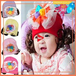 Topi Kupluk Bayi Cewek - Topi Bayi Cantik Topi Kupluk Rajut Casual Handmade Aksen Ruffle untuk Bayi Perempuan Usia 0-3Tahun. Topi kupluk bayi laki laki/perempuan motif bear rajutTopi Kupluk Rajut Hangat Bayi Laki-laki / Perempuan Desain Kartun untuk Musim