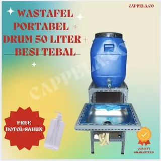 Wastafel Portabel dan Drum 50 Liter Besi Tebal