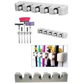 Gantungan Sapu Pel Magic Hanging Mop Holder (Hanger Alat Kebersihan) 5 positions & 3 Positions