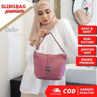 SLINGBAG CEWEK KEKINIAN TAS SELEMPANG WANITA TERBARU BRANDED AESTHETIC FASHION WANITA (DELLIN)