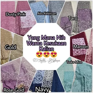 Kain Brukat Brokat Tile Akar Mutiara Bordir Ivory Terbaru Bahan Kebaya Tille Tule Mutiara Gliter Murah 1/2 Meter | Bahan Kebaya Tile Bridesmaid | Seragam Keluarga Bahan Tile Mutiara akar | Bahan Kebaya Tille Murah | Toko Brokat Tule | Motif Mewah