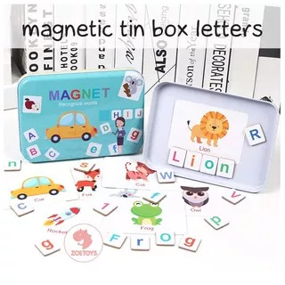 Zoetoys Magnetic Tin Box Letters | Magnet Recognize Words Spelling Game Kaleng Mainan Alfabeth Magnet Puzzle Kaleng | Mainan Edukasi Anak