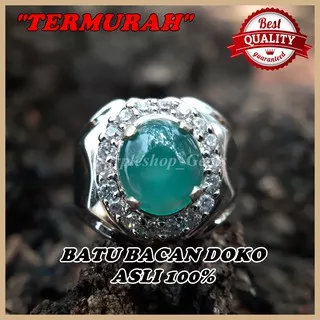 cincin batu akik bacan doko asli natural kristal ring mewah perhiasan aksesoris bonus box cincin