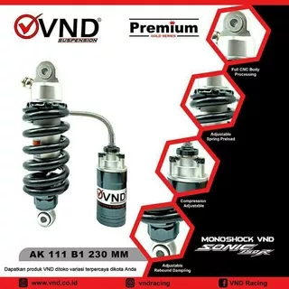 shock vnd ak 111 b1 230mm double click rebound tabung pisah sonic150 r, gtr 150r