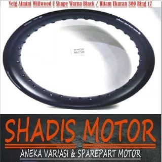 Velg Almini Willwood U Shape Ukuran 300 Ring 17 Warna Hitam Velg Jari Jari Motor