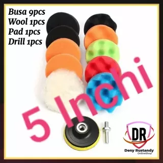 Busa Poles Body Mobil Motor 5 Inch Alat Spon Foam Pad Velcro Polishing Mesin Bor