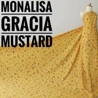 Kain wolfis monalisa motif gracia mustard/kain monalisa/kain meteran (harga per`0.5 meter)