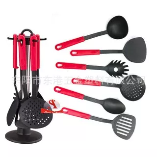 Kitchen Tool Set 7 pcs Spatula Nylon Dengan 6 Macam spatula dan 1 Tangkai Penyangga