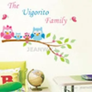 JM8295 Owl Family Wallsticker Stiker Hiasan Dekorasi Dinding Motif Burung Hantu Lucu 50x70cm