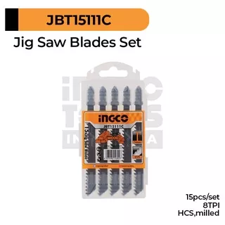 15Pcs Jig Saw Blade (Wood 8TPI) INGCO JBT15111C Mata Jigsaw Kayu 8 TPI