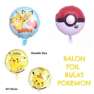 Balon Foil Pokemon Bulat Pikachu Pokeball Poke Ball