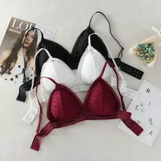 BRA BRALETTE SEXY LACE MOTIF KEMBANG V NECK #24