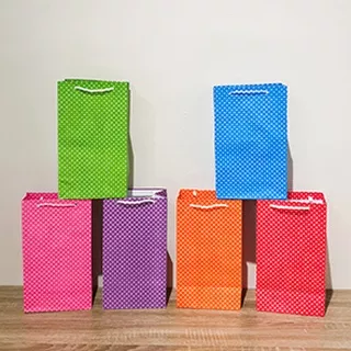 paper bag POLKADOT paperbag motif 14 x 25  ukuran wafer goodie bag souvenir tas kertas warna