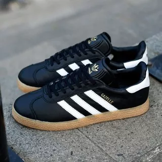 SALE TERMURAH SEPATU ADIDAS GAZELLE LEATHER BLACK WHITE GUM SOLE ORIGINAL BNwB