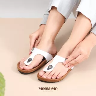 MiNiMiMO By ANES Sandal Kulit Pria dan Wanita / Sandal Casual - MF 004 White