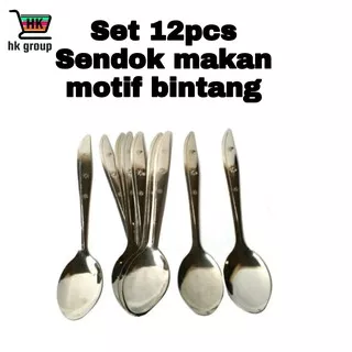 1 Lusin Sendok Makan Stainless 18cm Sendok Motif Bintang