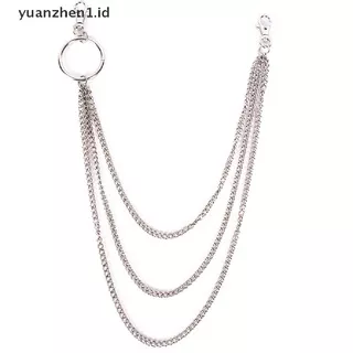 YUANZHEN 3 Layer Silver Metal Biker Wallet Chain Jean Pants Link Waist Keychain Jewelry .