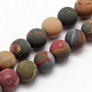 Beebeecraft 4 Untai 1mm Batu Picasso Jasper Bulat 10mm / 6mm Untuk Membuat Perhiasan