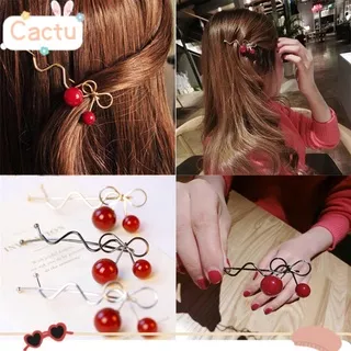 CACTU Korean Hair Clip  Ladies Cherry  Hairpin  Women  Sweet Girls Twisted Bow/Multicolor