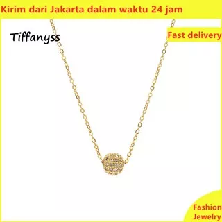 Kalung Emas 18K Berlapis Emas Titanium Steel Kalung Fashion Wanita Gypsophila Diamond Pendant