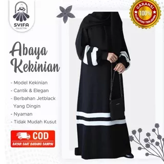 Jubah Abaya Gamis abaya list putih Maxi Dress Bordir Hitam Polos Arab saudi Turkey / turki Dubai umroh Jetblack   Murah Terbaru 2022 baju wanita muslimah