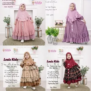 ONDE / LOUIS KIDS ALIFA - WAODE KIDS - SATINE 2 3 BY FARZOLA -  LOVELY / CIMOY KIDS BY ALIFA - POLKA GAMIS KIDS BY ALIFA - GAMIS KATUN PREMIUM -  SYARI KIDS BY ALIFA BAJU MUSLIM ANAK PEREMPUAN FREE JILBAB