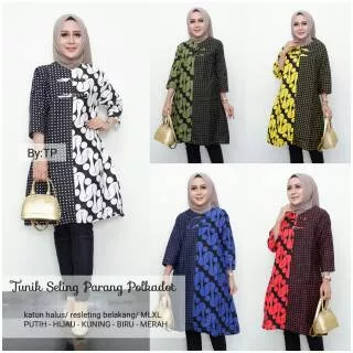 TUNIK SELING PARANG POLKADOT ATASAN BATIK TUNIK BATIK MODERN SEMERBAK BATIK